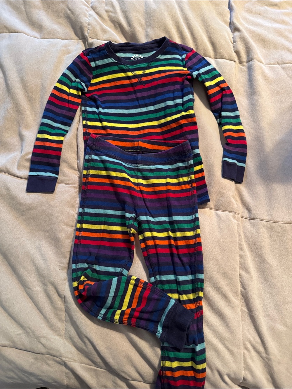 Primary Kids Dark Rainbow Stripe Pajama Set